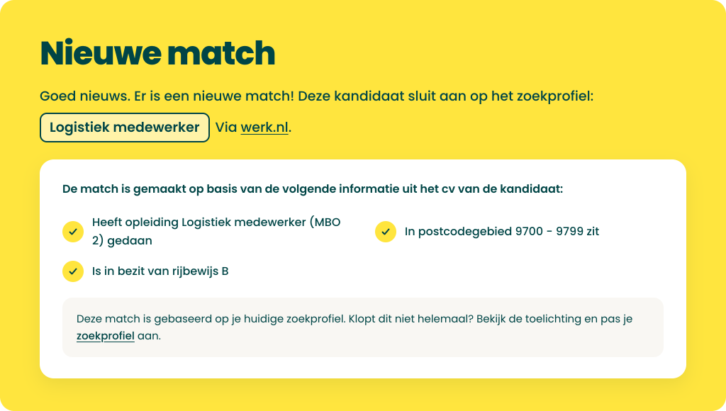 Nieuwe match via First2Find